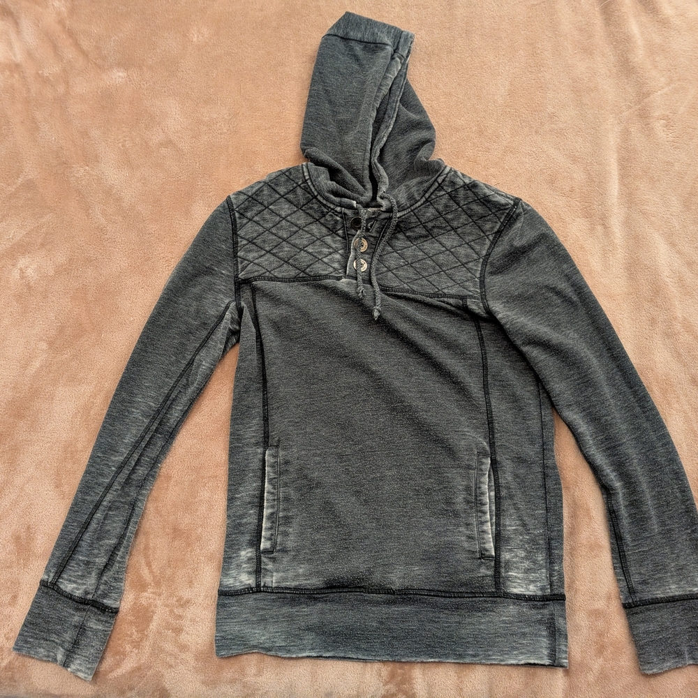 Distillery Gray Distressed Quilted Hoodie